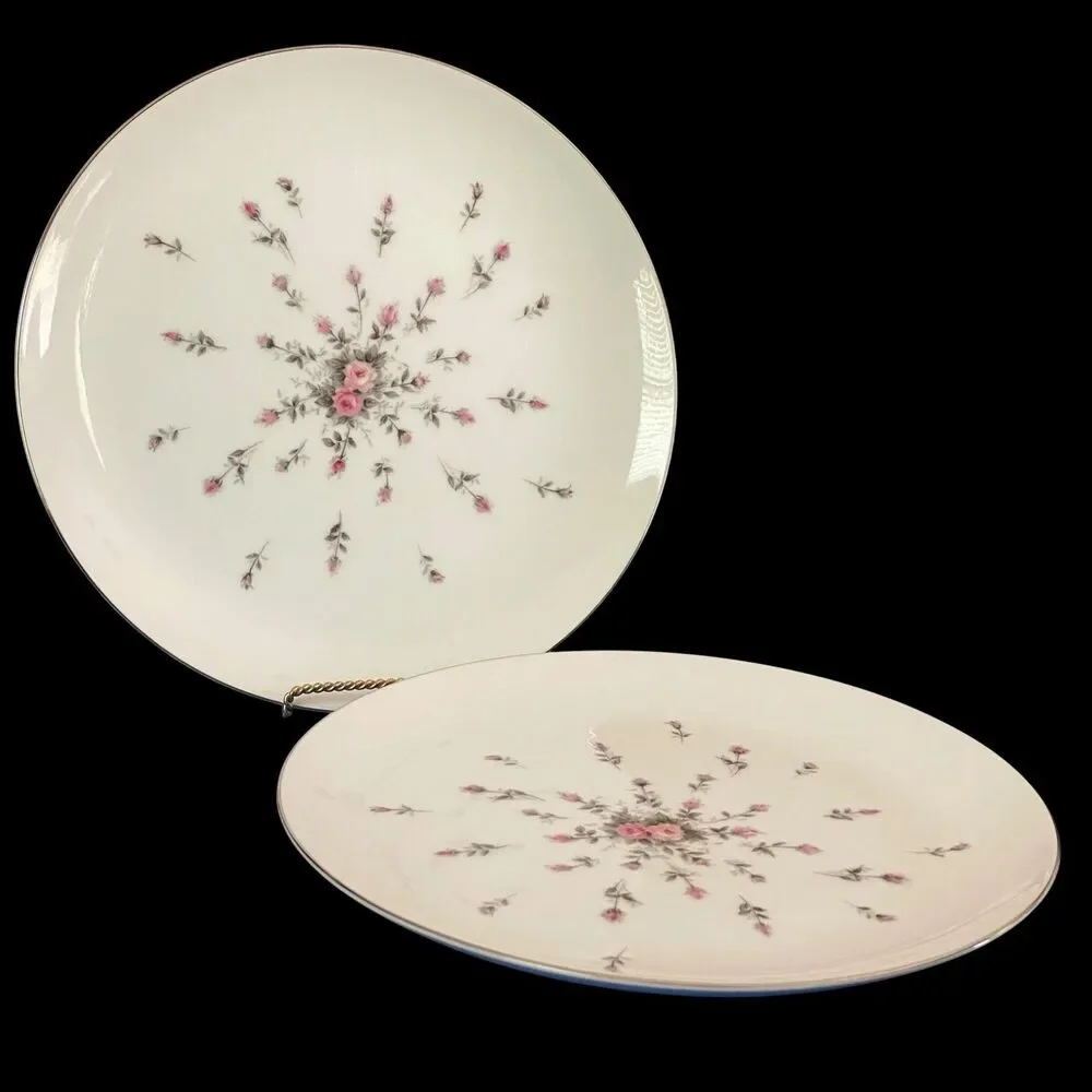 Vintage Harmony House Rosebud Fine China Dinner Plates Set 2 10-1/4